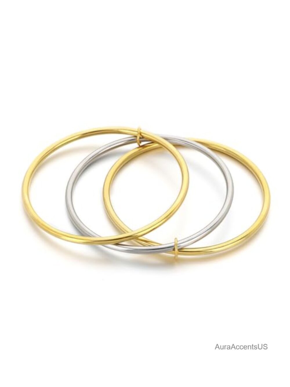 Two Tone Mixed Metal Bangle Bracelet Stackable Gold Silver Alloy Women's